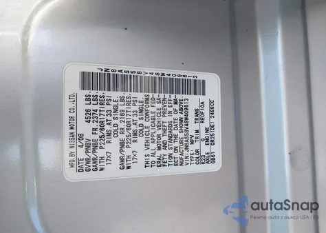 2008 Nissan Rogue Sl from USA, damaged, VIN JN8AS58V48W409613